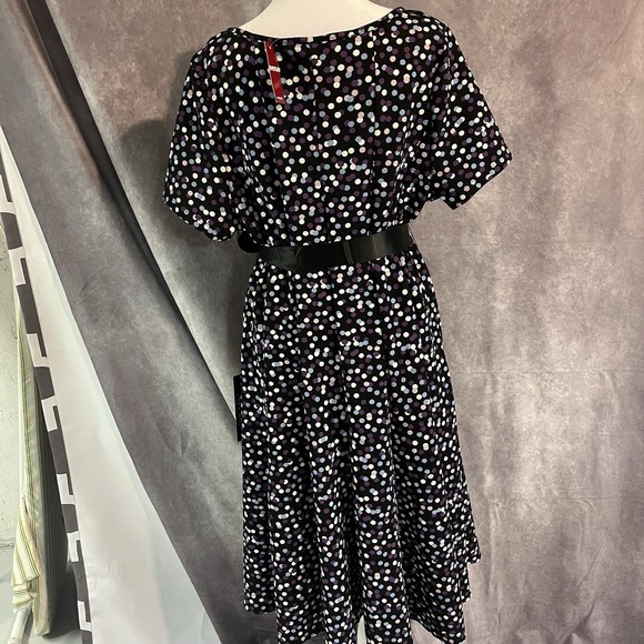 Avenue‎ Polka Dot Dress Black Purple Blue White 18/20 NWT Fit And Flair Retro - Picture 8 of 15